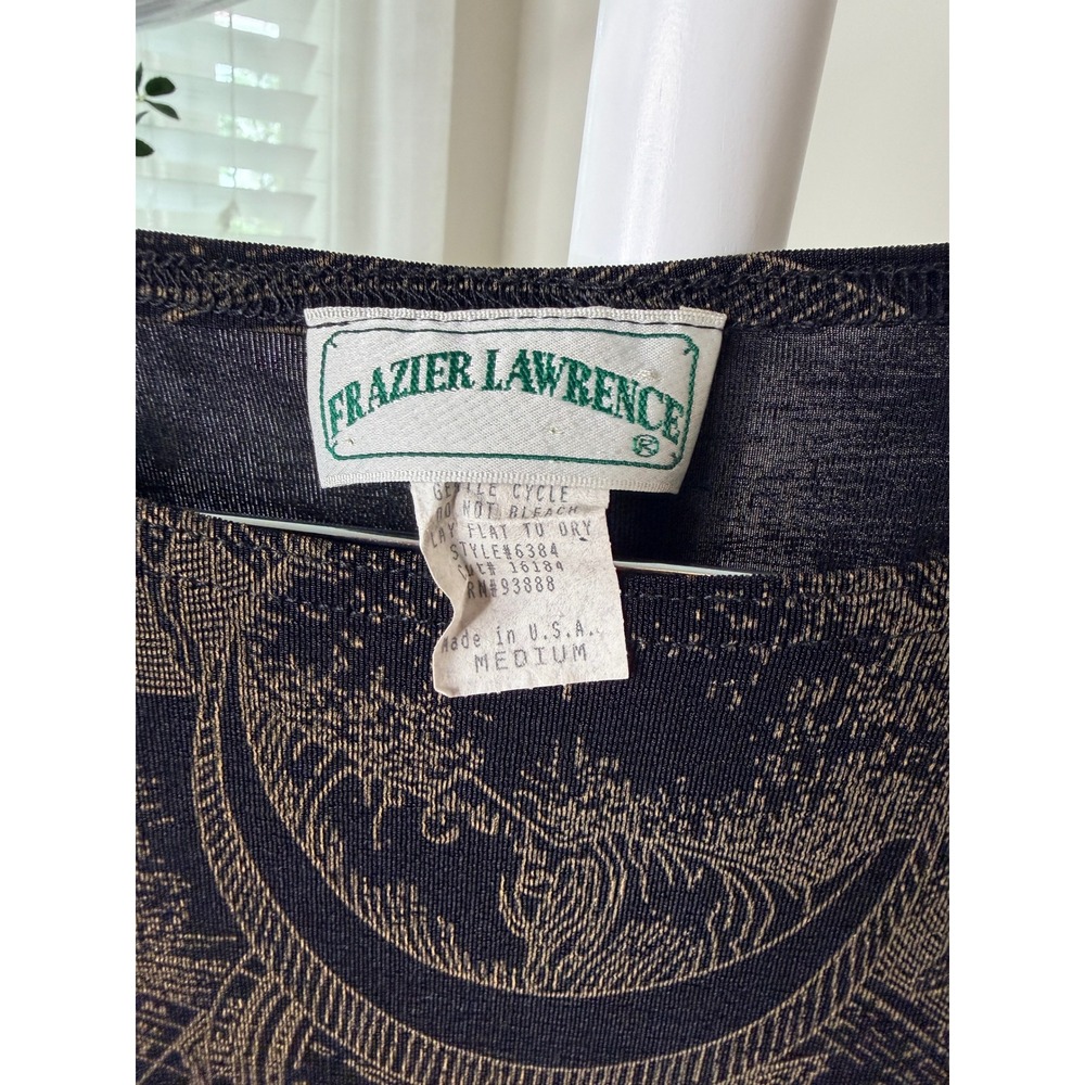 Frazier Lawrence Celestial Zodiac Print Top Black Gold Sun Moon Dark Academia M - Picture 5 of 6